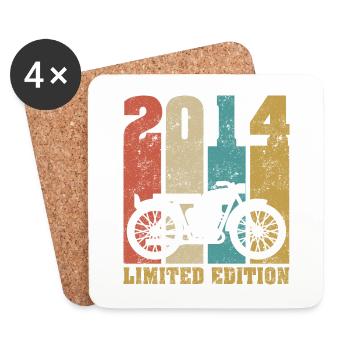 Vintage Moto 2014 Rétro Cadeau D'anniversaire - Dessous de verre (lot de 4) - blanc - Devant