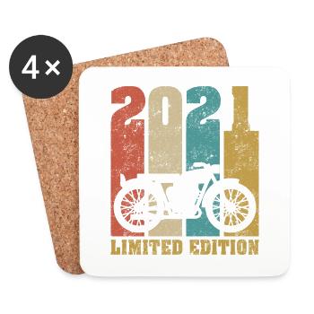 Vintage Motorrad 2021 Retro Geburtstagsgeschenk - Untersetzer (4er-Set) - Weiß - Vorne