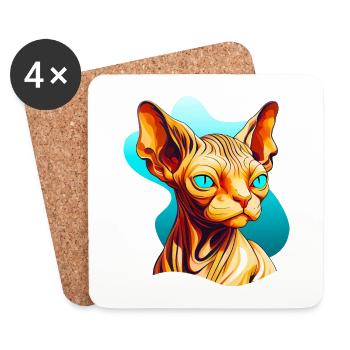 Chat Sphynx dans un style comique cool - Dessous de verre (lot de 4) - blanc - Devant