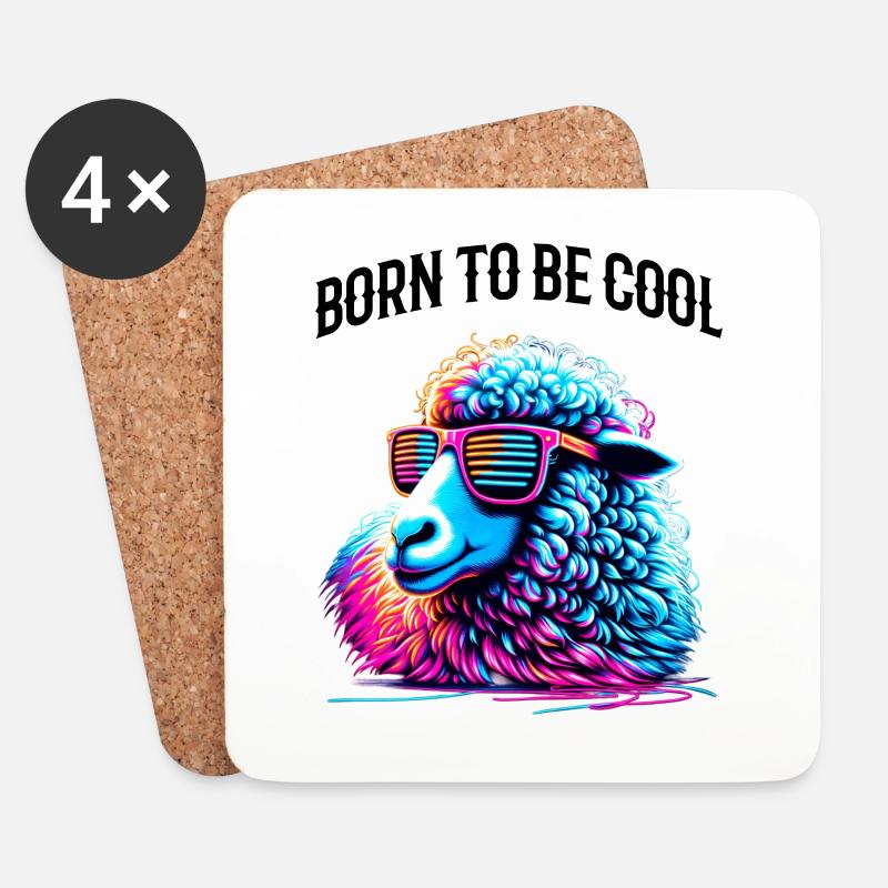 Schaf cool Lustiges Schaf Brille Born to be cool - Untersetzer (4er-Set) - Weiß