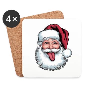 Santa Claus Funny Face Tongue Sticking Out - Coasters (set of 4) - white - Front