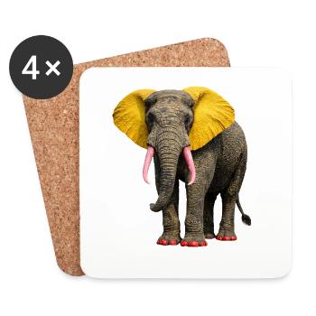 Elefanten Diva: Pop Art Design mit bunten Akzenten - Untersetzer (4er-Set) - Weiß - Vorne