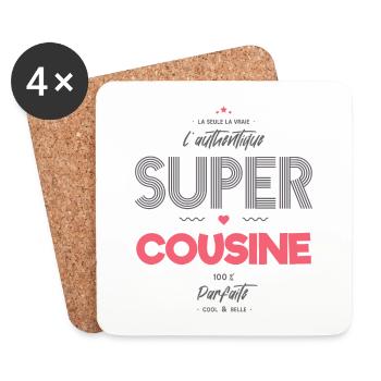 L authentique super cousine - Dessous de verre (lot de 4) - blanc - Devant