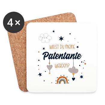 Willst du meine Patentante sein? Patentante fragen - Untersetzer (4er-Set) - Weiß - Vorne
