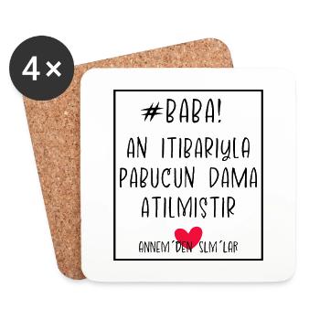 #BABA! An itibariyla pabucun dama atilmistir. #Dad - Untersetzer (4er-Set) - Weiß - Vorne