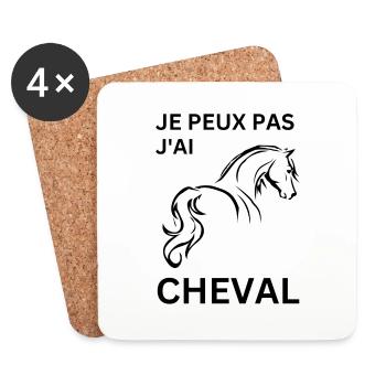 Je Peux Pas J'Ai Poney Cheval - Dessous de verre (lot de 4) - blanc - Devant