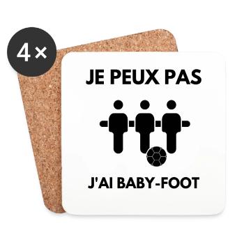 Je Peux Pas J Ai Baby Foot - Dessous de verre (lot de 4) - blanc - Devant