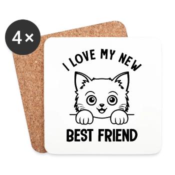 cadeau bébé naissance bébé amoureux des chats - Dessous de verre (lot de 4) - blanc - Devant