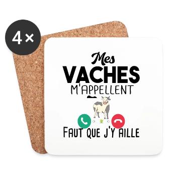 Vache Vaches Agriculteur Agriculture Agricultrice - Dessous de verre (lot de 4) - blanc - Devant