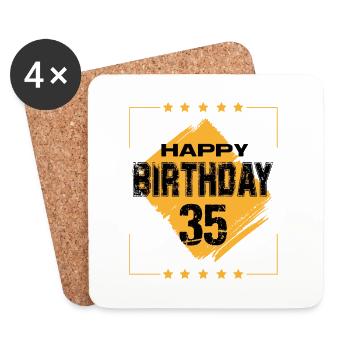 Grunge Happy Birthday 35 Punk Hardrock - Untersetzer (4er-Set) - Weiß - Vorne