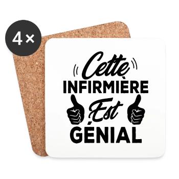 Cette infirmière est génial - Dessous de verre (lot de 4) - blanc - Devant