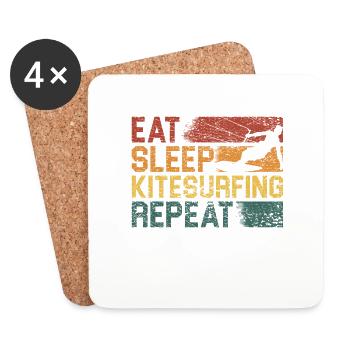 Manger Sommeil Kitesurf Répéter Drôle - Dessous de verre (lot de 4) - blanc - Devant