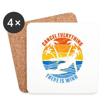 Annuler tout ce qu’il y a vent kitesurf drôle - Dessous de verre (lot de 4) - blanc - Devant