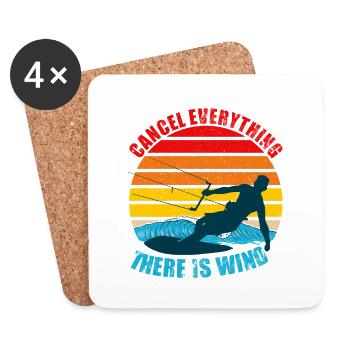 Annuler tout ce qu’il y a vent kitesurf drôle - Dessous de verre (lot de 4) - blanc - Devant