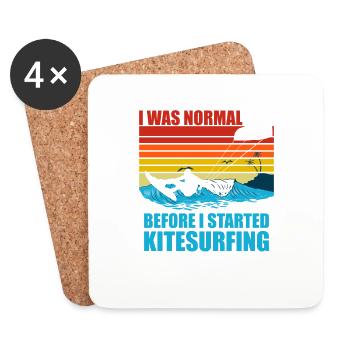 J’étais normal avant le kitesurf drôle de kitesurf - Dessous de verre (lot de 4) - blanc - Devant