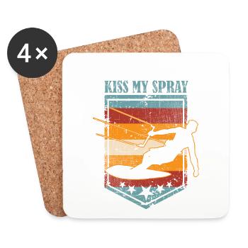Kiss My Spray Lustiges Kitesurfen - Untersetzer (4er-Set) - Weiß - Vorne