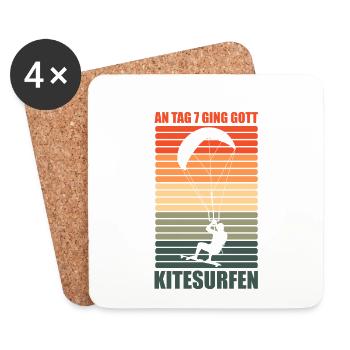 On Day 7 God Went Kitesurfing Funny - Coasters (set of 4) - white - Front