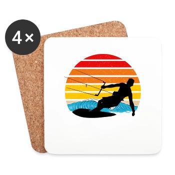 Kitesurf Coucher de soleil - Dessous de verre (lot de 4) - blanc - Devant