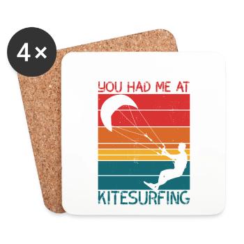Tu m’as eu au kitesurf - Dessous de verre (lot de 4) - blanc - Devant