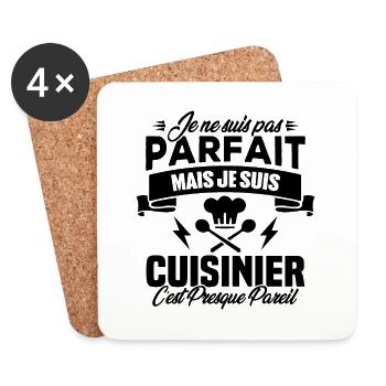 Je ne suis pas parfait mais je suis cuisinier - Dessous de verre (lot de 4) - blanc - Devant