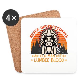 Ne sous-estimez jamais Old Lumbee Man - Dessous de verre (lot de 4) - blanc - Devant