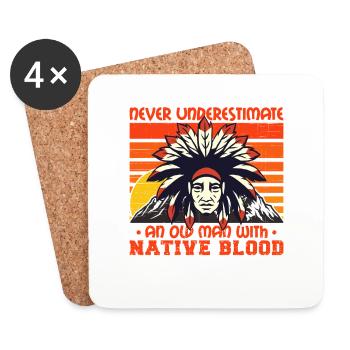 Ne sous-estimez jamais le vieil homme amérindien - Dessous de verre (lot de 4) - blanc - Devant