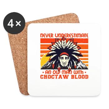 Never Underestimate Old Choctaw Man - Coasters (set of 4) - white - Front