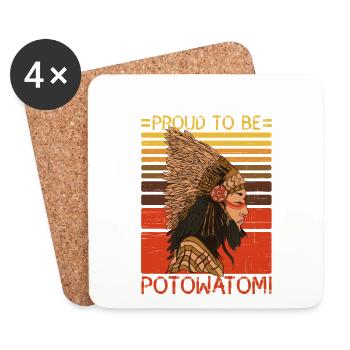 Fier d’être amérindien Potowatomi - Dessous de verre (lot de 4) - blanc - Devant