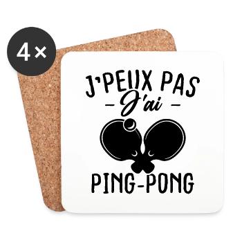 I can't I have Ping-pong - Coasters (set of 4) - white - Front