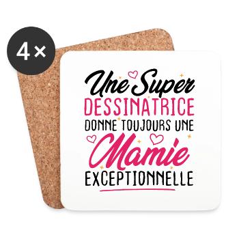 Dessinatrice donne toujours mamie exceptionnelle - Dessous de verre (lot de 4) - blanc - Devant