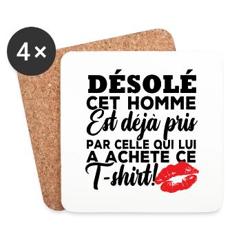 Désolé cet homme est déjà pris - Dessous de verre (lot de 4) - blanc - Devant