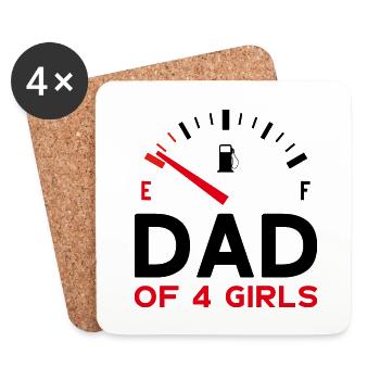 PAPA DE 4 FILLES FÊTE DES PÈRES - Dessous de verre (lot de 4) - blanc - Devant