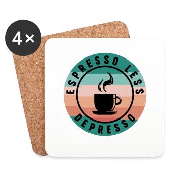 Moins Depresso Coffee Lover Déprimé - Dessous de verre (lot de 4) - blanc - Devant
