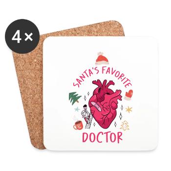 Le médecin laid préféré du Père Noël - Dessous de verre (lot de 4) - blanc - Devant