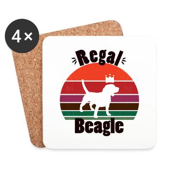 Regal Beagle with Retro Sunset - Coasters (set of 4) - white - Front