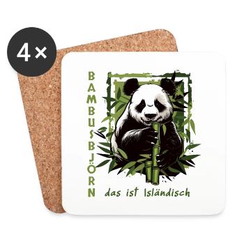 Bambusbjörn - Panda - Wildtier - Untersetzer (4er-Set) - Weiß - Vorne