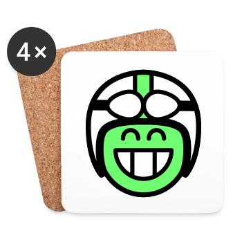 Emoticon Grin mit Mopedhelm (Farben änderbar) - Untersetzer (4er-Set) - Weiß - Vorne
