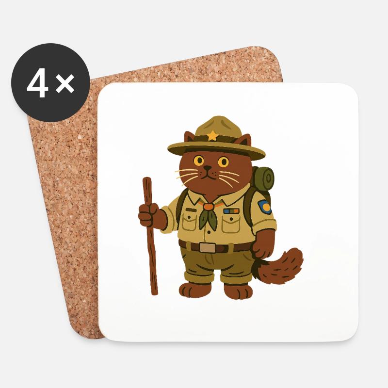 Der Abenteuer-Kater: BKH Scout - Untersetzer (4er-Set) - Weiß