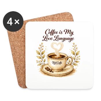 coffe_ist_my_live_language - Untersetzer (4er-Set) - Weiß - Vorne