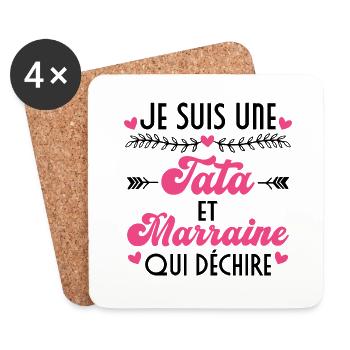 I Am A Tata and Godmother Who Tears - Coasters (set of 4) - white - Front