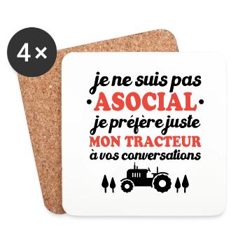 Je préfère juste mon tracteur à vos conversations - Dessous de verre (lot de 4) - blanc - Devant