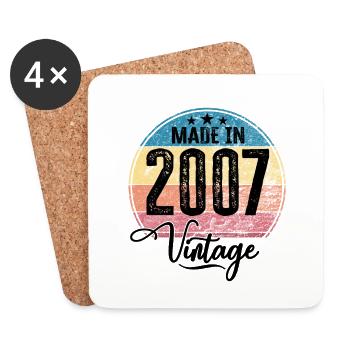Vintage Made in 2007 Geburtsjahr 2007 Geburtstag - Untersetzer (4er-Set) - Weiß - Vorne