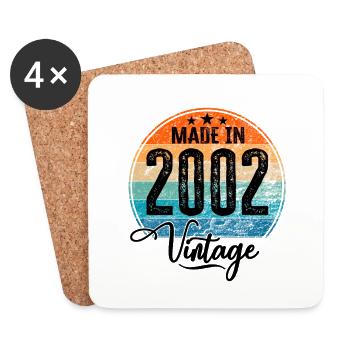 Vintage Made in 2002 Geburtsjahr 2002 Geburtstag - Untersetzer (4er-Set) - Weiß - Vorne