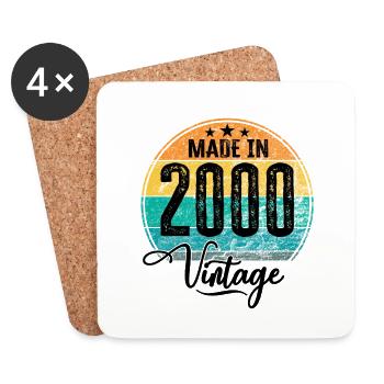 Vintage Made in 2000 Year of birth 2000 Birthday - Coasters (set of 4) - white - Front