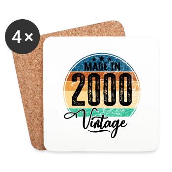 Vintage Made in 2000 Year of birth 2000 Birthday - Coasters (set of 4) - white - Front