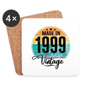 Vintage Made in 1999 Geburtsjahr 1999 Geburtstag - Untersetzer (4er-Set) - Weiß - Vorne