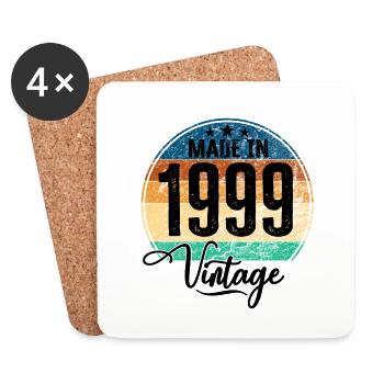 Vintage Made in 1999 Geburtsjahr 1999 Geburtstag - Untersetzer (4er-Set) - Weiß - Vorne