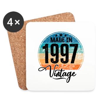 Vintage Made in 1997 Geburtsjahr 1997 Geburtstag - Untersetzer (4er-Set) - Weiß - Vorne