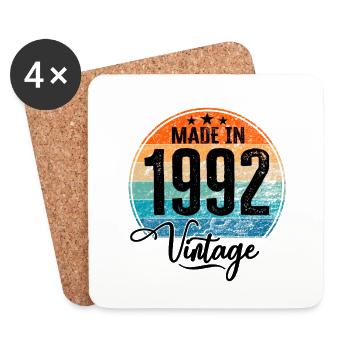 Millésime Fabriqué en 1992 Année de naissance 1992 Anniversaire - Dessous de verre (lot de 4) - blanc - Devant