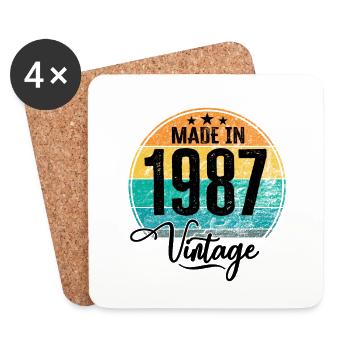 Millésime Fabriqué en 1987 Année de naissance 1987 Anniversaire - Dessous de verre (lot de 4) - blanc - Devant